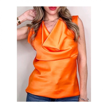 Casual outfit - Bluza guler cazut satin