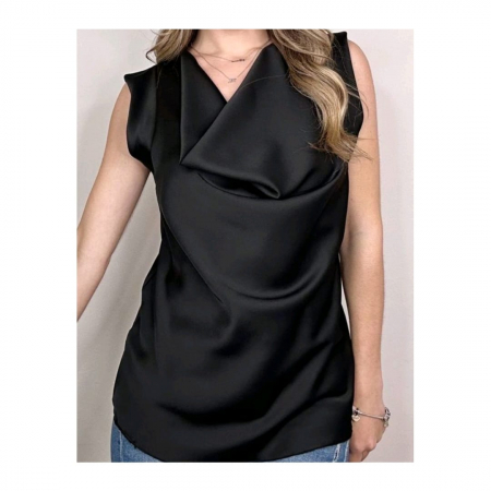 Casual outfit - Bluza guler cazut satin