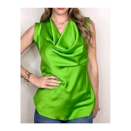Casual outfit - Bluza guler cazut satin