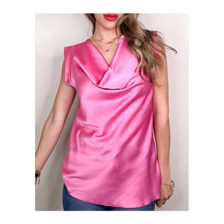 Casual outfit - Bluza guler cazut satin
