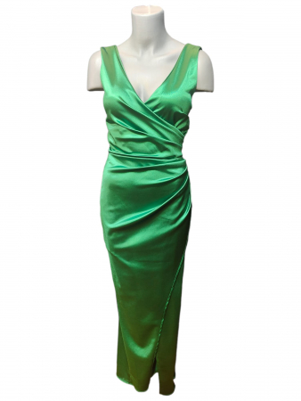 Rochii - Rochie satin mulata cu crapatura picior