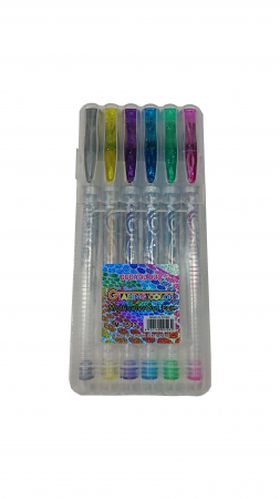 Articole creatii si abilitati practice - Pix cu gel glitter cu capac, 6culori/set