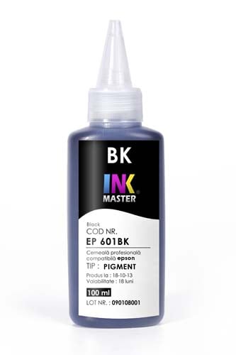 Cerneala profesionala Inkmaster compatibila Epson - PIGMENT, BLACK, EP601BK [1]