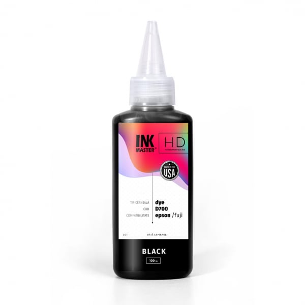 Cerneala profesionala Inkmaster compatibila Epson SureLab SL-D700 - DYE, Black, D700BK, 100 ml [1]