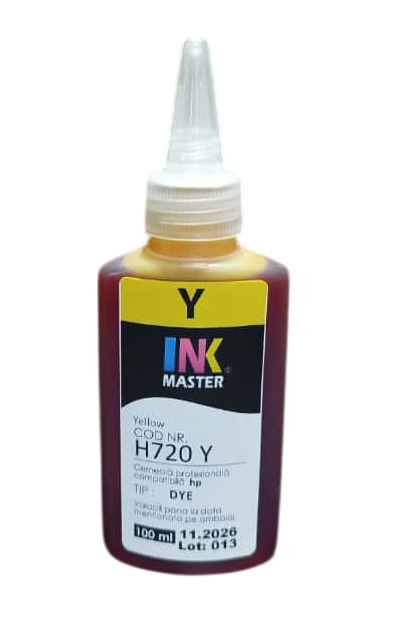 Cerneala profesionala Inkmaster compatibila HP - DYE, Galben, H 720Y, 100 ml [1]