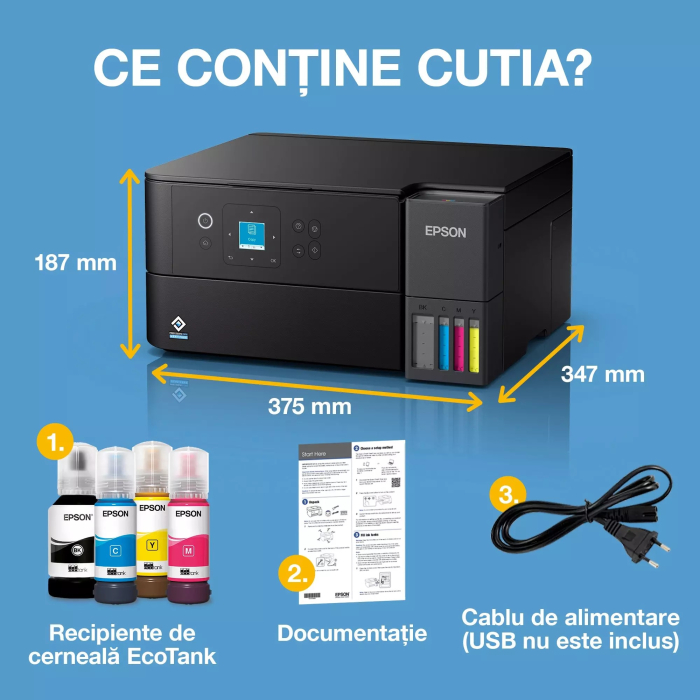 EcoTank L4360 - Multifuncțional A4 cu Wi-Fi și imprimantă cu rezervor de cerneală AirPrint, funcții de scanare, copiere și imprimare față-verso (Inlocuieste Imprimanta L4260) [2]