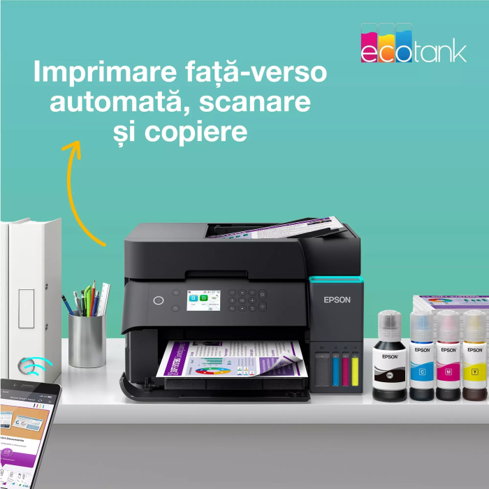 EcoTank L6370 - Multifuncțional A4 cu Wi-Fi și imprimantă cu rezervor de cerneală AirPrint cu ADF, funcții de imprimare față-verso, scanare și copiere (Inlocuieste imprimanta L6270) [4]