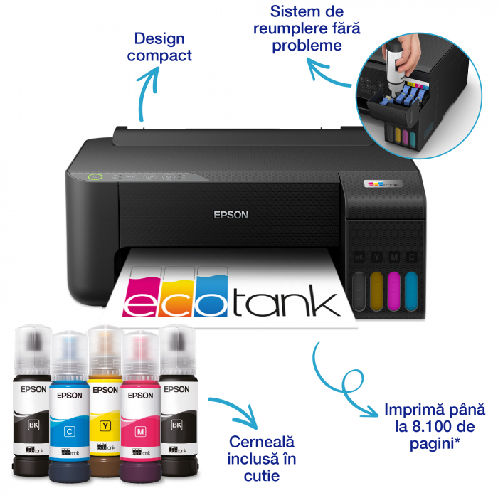 Imprimanta A4 inkjet Epson L1270 cu Wifi (cartuse de mare capacitate - CISS din fabrica) # [2]