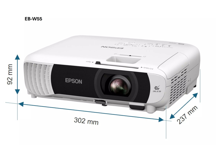 Videoproiector Epson EB-W55 cu lampă WXGA, WiFi integrat, 2 porturi HDMI, 4.000 de lumeni, afișaj de mari dimensiuni de până la 320 inci [2]