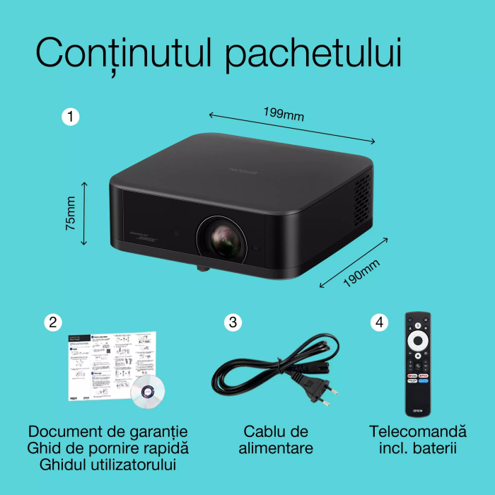 Videoproiector  Epson Lifestudio Pop Plus EF-62B, proiector inteligent portabil, Sound by Bose, Google TV, 4K Pro UHD, utilizare în interior/exterior, garanție de 5 ani* [9]