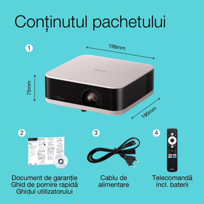 Videoproiector  Epson Lifestudio Pop EF-61R în culoarea cuarț roz, proiector inteligent portabil, Sound by Bose, Google TV, Full HD, utilizare în interior/exterior, garanție de 5 ani* [3]