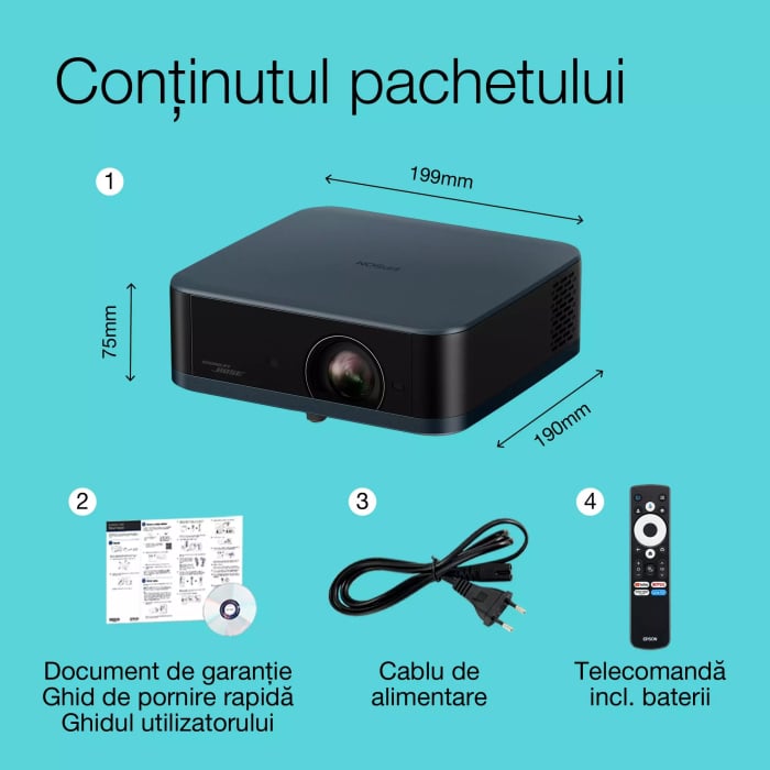 Videoproiector Epson Lifestudio Pop Plus EF-62N, proiector inteligent portabil, Sound by Bose, Google TV, 4K Pro UHD, utilizare în interior/exterior, garanție de 5 ani* [9]