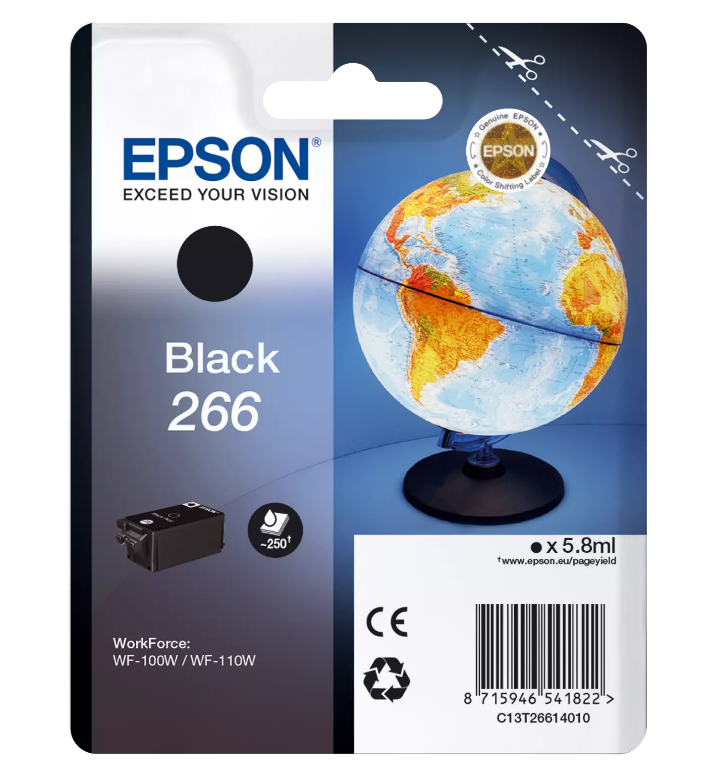 CERNEALA - Cartus Original Epson 266 Negru 5.8 ml pentru EPSON WORKFORCE WF-100W