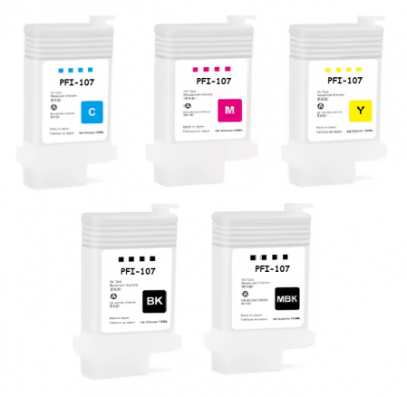 SISTEME CISS - Cartuse Refill Canon PFI 107 (5 cartuse) - CANON iPF 670, iPF 680, iPF 670, iPF 680, iPF 685, iPF 750, iPF 770, iPF 780, CANON LP17