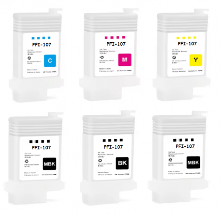 SISTEME CISS - Cartuse Refill Canon PFI 107 (6 cartuse) - CANON iPF 670, iPF 680, iPF 670, iPF 680, iPF 685, iPF 750, iPF 770, iPF 780, CANON LP17