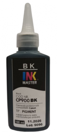 PLOTERE - Cerneala PIGMENT compatibila Canon, Black, CP900BK, 100 ML, iPF 6300, 6300s, 6350, 6400, 6400s, 6450, 8300, 8300s, 8400, 8400s, 8400se, 9400, 9400s, TM200, TM300, TM305
