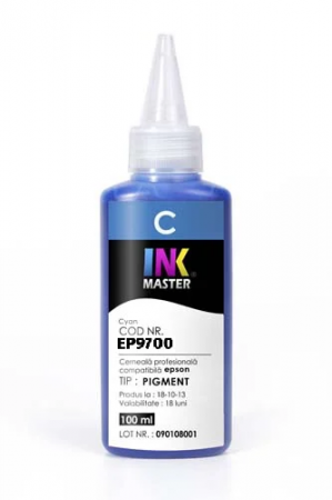 PLOTERE - Cerneala profesionala Inkmaster compatibila Epson - PIGMENT, Cyan, EP9700C, 100 ml, PLOTTER T3000, T3200, T5000, T5200, T7000, T7200