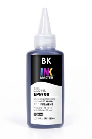 PLOTERE - Cerneala profesionala Inkmaster compatibila Epson - PIGMENT, MATTE BLACK, EP9700MBK, 100 ml, PLOTTER T3000, T3200, T5000, T5200, T7000, T7200