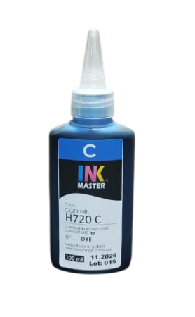 PLOTERE - Cerneala profesionala Inkmaster compatibila HP - DYE, Cyan, H 720C, 100 ml