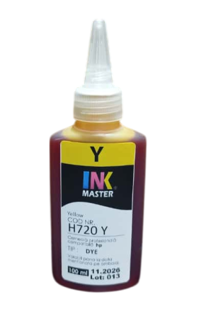 PLOTERE - Cerneala profesionala Inkmaster compatibila HP - DYE, Galben, H 720Y, 100 ml