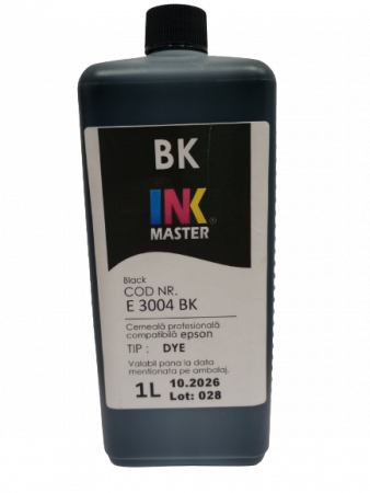 EPSON - Cerneala profesionala Inkmaster E3004BK, negru, 1 LITRU, compatibila Epson L100, L110, L120, L130, L200, L210, L220, L300, L310, L355,L365, L382 L386, L486, L455, L565, L3050, L3060, L3070, WF-7610, W