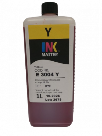 CERNEALA - Cerneala profesionala Inkmaster E3004Y, YELLOW, 1 LITRU, compatibila Epson L100, L110, L120, L130, L200, L210, L220, L300, L310, L355,L365, L382 L386, L486, L455, L565, L3050, L3060, L3070, WF-7610, W