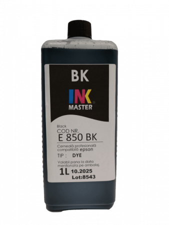 DYE - Cerneala profesionala Inkmaster E850BK, Negru,1 Litru, compatibila Epson L800, L805, L810, L850,  L8050, L18050, L1800, 1500W, P50