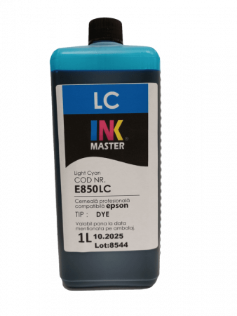 DYE - Cerneala profesionala Inkmaster E850LC, Light Cyan,1 Litru, compatibila Epson L800, L805, L810, L850,  L8050, L18050, L1800, 1500W, P50