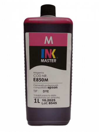 DYE - Cerneala profesionala Inkmaster E850M, Magenta, 1 Litru, compatibila Epson L800, L805, L810, L850,  L8050, L18050, L1800, 1500W, P50