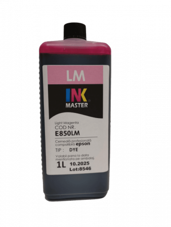 DYE - Cerneala profesionala Inkmaster E850LM, Light Magenta, 1 Litru, compatibila Epson L800, L805, L810, L850,  L8050, L18050, L1800, 1500W, P50