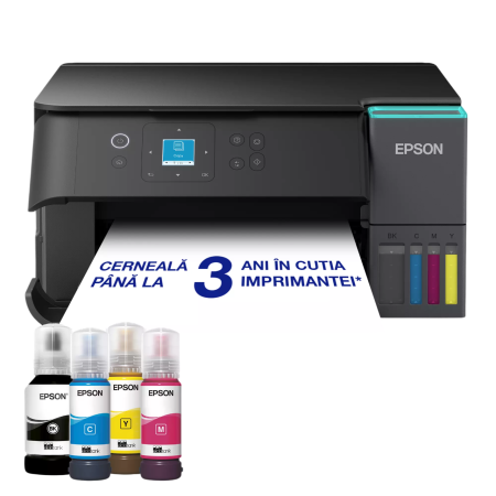 Imprimante - EcoTank L4360 - Multifuncțional A4 cu Wi-Fi și imprimantă cu rezervor de cerneală AirPrint, funcții de scanare, copiere și imprimare față-verso (Inlocuieste Imprimanta L4260)