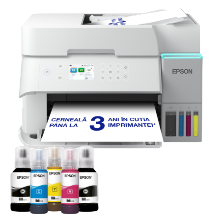 Imprimante - EcoTank L6376 - Multifuncțional A4 cu Wi-Fi și imprimantă cu rezervor de cerneală AirPrint cu ADF, funcții de imprimare față-verso, scanare și copiere (Inlocuieste imprimanta L6276)