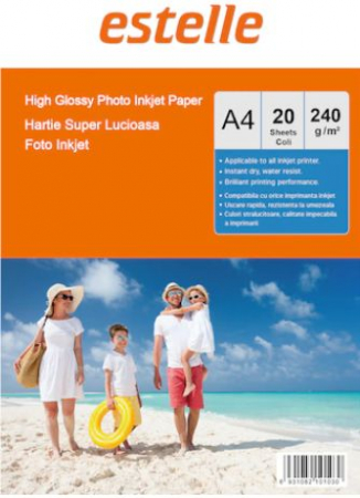 MEDII DE PRINTARE - Hartie Foto Estelle A4 super lucioasa 240g/mp pachet 20 coli