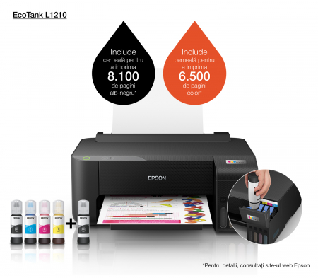 Imprimanta A4 inkjet Epson L1210 (cartuse de mare capacitate - CISS din fabrica) [9]