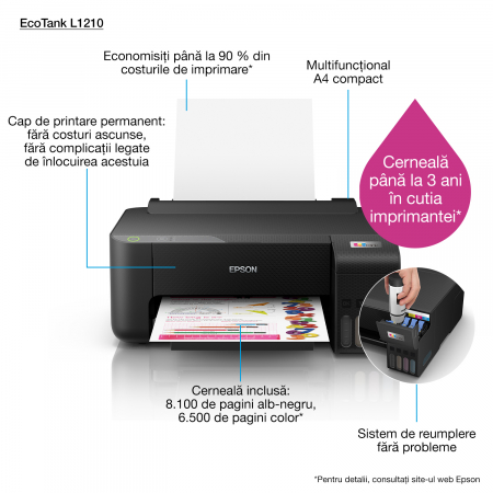 Imprimanta A4 inkjet Epson L1210 (cartuse de mare capacitate - CISS din fabrica) [10]