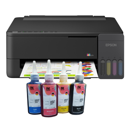 Imprimante - Imprimanta sublimare A4 inkjet Epson L1350 cu Wifi (4 culori) - Cerneala sublimare inclusa (4 X 100ml) (Inlocuieste Imprimanta L1270)