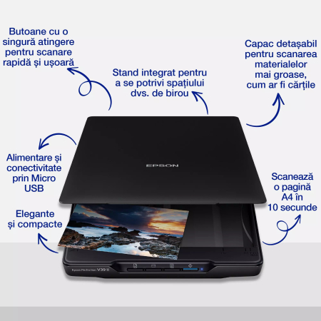 Perfection V39II - Scaner pentru fotografii și documente, A4, tip flatbed, cu suport [1]