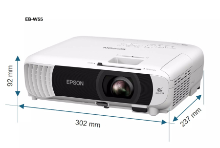 Videoproiector Epson EB-W55 cu lampă WXGA, WiFi integrat, 2 porturi HDMI, 4.000 de lumeni, afișaj de mari dimensiuni de până la 320 inci [1]