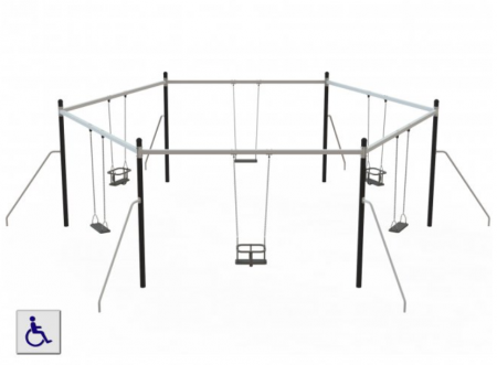 Leagane din metal - complex-de-sase-leagane-pentru-copii-mici-si-copii-mari-CL-307