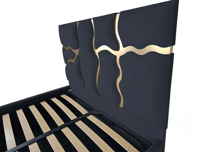 Pat tapitat Etna cu spatiu pentru depozitare, 160x200 [3]