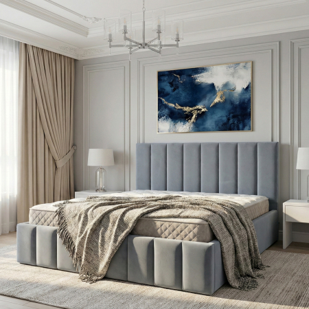 Paturi - Pat tapitat Atena cu spatiu pentru depozitare, 160x200