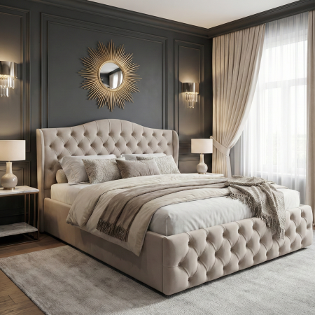 Paturi - Pat tapitat Betty cu spatiu pentru depozitare, 160x200