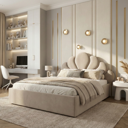 Pat Coralia - Pat tapitat Coralia cu spatiu pentru depozitare, 160x200