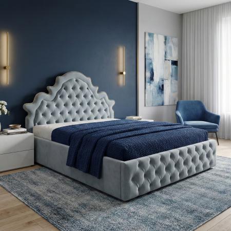 Paturi - Pat tapitat Elise cu spatiu pentru depozitare, 160x200