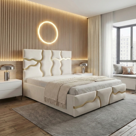 Paturi - Pat tapitat Etna cu spatiu pentru depozitare, 160x200