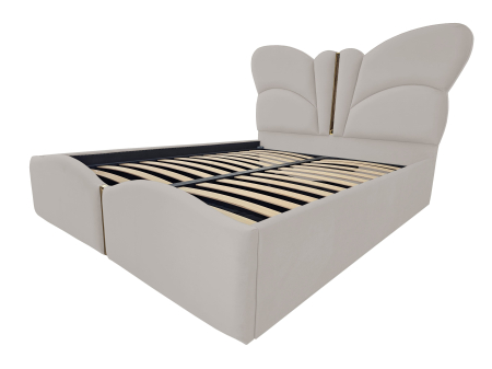 Paturi - Pat tapitat Fluture cu spatiu pentru depozitare, 160x200