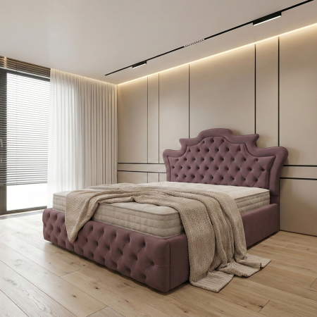 Paturi - Pat tapitat Giulia cu spatiu pentru depozitare, 160x200