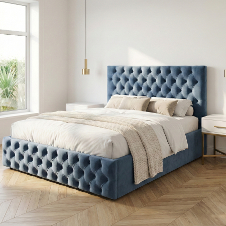 Paturi - Pat tapitat Kirra cu spatiu pentru depozitare, 160x200