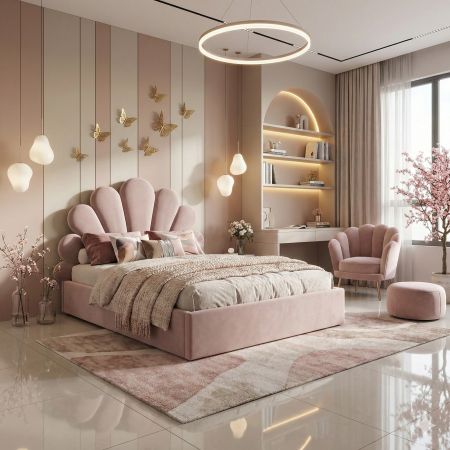 Paturi - Pat tapitat Lotus cu spatiu pentru depozitare, 160x200