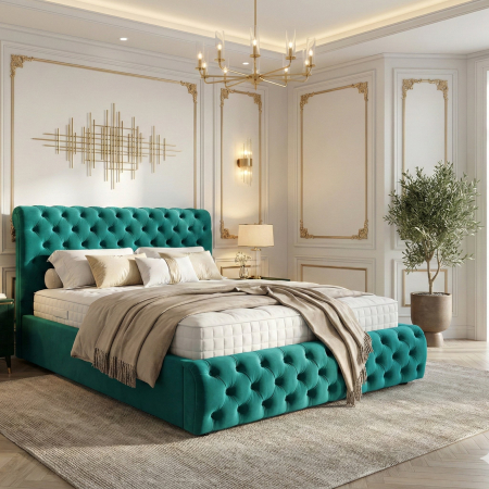 Paturi - Pat tapitat Verona cu spatiu pentru depozitare, 160x200